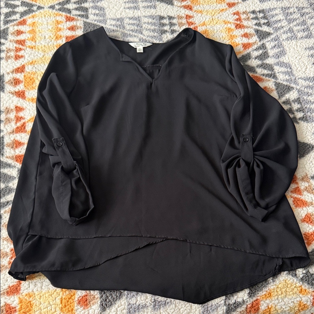 Krazy Kat Black V-Neck Blouse